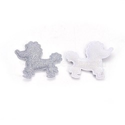 Handmade Puppy Costume Accessories, Cloth Embroidery, Appliques, Poodle Dog, Silver, 44x51x3.5mm(FIND-WH0043-01C)