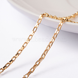 3.28 Feet Ion Plating(IP) 304 Stainless Steel Box Chains, Unwelded, Golden, 3x1.8x0.8mm(X-CHS-L014-02G)