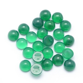 Natural Green Onyx Agate Cabochons, Half Round, 4x2~4mm