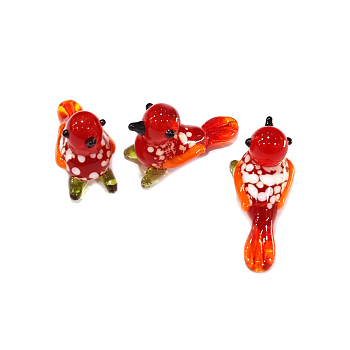 Home Decorations, Handmade Lampwork Display Decorations, Bird, Red, 33x12x20mm