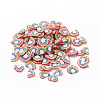 Handmade Polymer Clay Cabochons, Rainbow, Colorful, 4~5x6~7x0.8~1mm, about 50000pcs/1000g