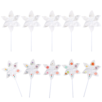 10Pcs DIY Craft Paper Windmill, for Kids Art and Craft, White, 265x265x0.2mm