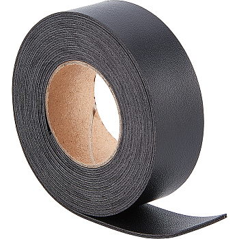 2M PVC Double Face Imitation Leather Ribbons, for Clothes, Bag Making, Black, 25mm, about 2.19 Yards(2m)/Roll