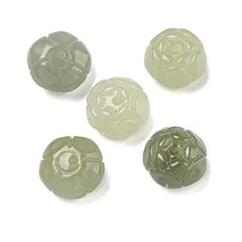 Natural Nephrite Jade/Hetian Jade Carved Beads, Flower, 11x7mm, Hole: 1.4mm