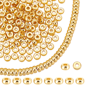 Elite Brass Spacer Beads, Flat Round, Real 18K Gold Plated, 4x1.5mm, Hole: 1.5mm, 240pcs/box