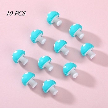 10Pcs Mushroom Silicone Focal Beads, Chewing Beads  For Teethers, DIY Nursing Necklaces Making, Light Cyan, 18mm, Hole: 2mm