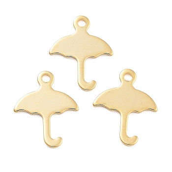 201 Stainless Steel Charms, Laser Cut, Umbrella Charm, Real 18K Gold Plated, 14x11x1mm, Hole: 1.2mm