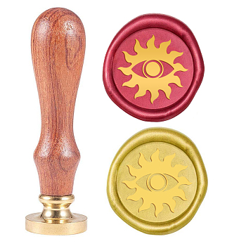 Wax Seal Stamp Set, Sealing Wax Stamp Solid Brass Head,  Wood Handle Retro Brass Stamp Kit Removable, for Envelopes Invitations, Gift Card, Eye Pattern, 83x22mm, Head: 7.5mm, Stamps: 25x14.5mm