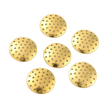 Brass Sieve Findings, Flat Round with Hole, Raw(Unplated), 20x2mm
