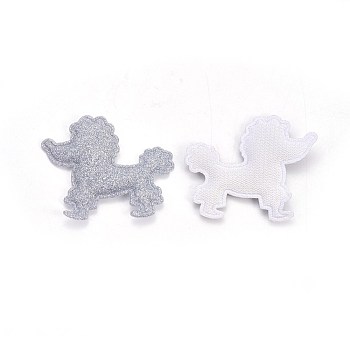 Handmade Puppy Costume Accessories, Cloth Embroidery, Appliques, Poodle Dog, Silver, 44x51x3.5mm