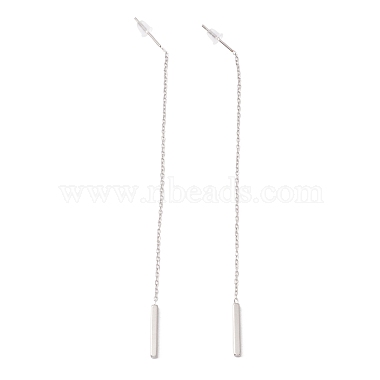 Long Chain with Rectangle Bar Dangle Stud Earrings(EJEW-A067-16P)-4