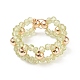Gemstone & Brass Braided Beaded Circle Ring Wrap Stretch Ring for Women(RJEW-JR00542)-4