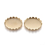 201 Stainless Steel Cabochon Settings, Lace Edge Bezel Cups, Oval, Golden, Tray: 18x13mm, 19x14x4mm(X-STAS-P249-10B-G)