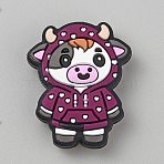 Cattle Silicone Focal Beads, Purple, 30.5x25x9mm, Hole: 2mm(SIL-CJC0001-29F)