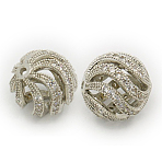 Brass Cubic Zirconia Beads, Round, Platinum, 12mm, Hole: 1mm(ZIRC-F001-30P)