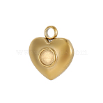 304 Stainless Steel Pendant Cabochon Settings, Heart Charm, Ion Plating(IP), Long-Lasting Plated, Real 14K Gold Plated, 11x10mm(STAS-OY009-10G)