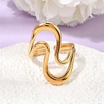 304 Stainless Steel Cuff Open Rings for Women, Ion Plating(IP), Real 18K Gold Plated, 28mm, US Size 8 1/2(18.5mm)(RJEW-L342-15G)