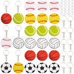 DIY Sports Ball Keychain Making Kits, including Acrylic Pendants, Iron Split Key Rings and 304 Stainless Steel Jump Rings, Mixed Color, 50mm(DIY-SP0007-37)