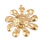 304 Stainless Steel Pendants, Sunflower Charm, Golden, 37.5x35.5x3.5mm, Hole: 1.8mm(STAS-H249-06G)
