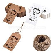 2 Sets 2 Colors Thank You for Celebrating with Us Paper Gift Tags, Hang Tags, with Jute Twine, for Wedding Thanksgiving, Rectangle, Mixed Color, 9.5x4.5x0.05cm, Hole: 5.3mm, 100pcs/set, 1set/color(CDIS-SZ0001-10)
