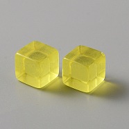 Transparent Acrylic Beads, Cube, No Hole, Yellow, 7.5x7.5x7.5mm(AJEW-WH0258-630G)