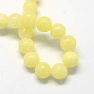 Natural Dyed Yellow Jade Gemstone Bead Strands, Round, Champagne Yellow, 6mm, Hole: 1mm, about 66pcs/strand, 15.7 inch(X-G-R271-6mm-Y06)