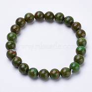 Natural Green Jade Beaded Stretch Bracelets, Round, 1-3/4 inch~2-1/8 inch(48~54mm)(BJEW-S128-01)