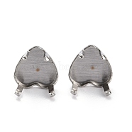 304 Stainless Steel Stud Earring Settings, Prong Earring Settings, Heart, Stainless Steel Color, Fit for 10mm Rhinestone, 8.5x8.5mm, Pin: 0.8mm(STAS-B004-08P-B)