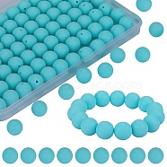 80Pcs Round Silicone Focal Beads, Chewing Beads For Teethers, DIY Nursing Necklaces Making, Cyan, 15mm, Hole: 2mm(SIL-SZ0001-24-33)