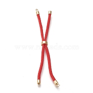 Nylon Twisted Cord Bracelet Making, Slider Bracelet Making, with Eco-Friendly Brass Findings, Round, Golden, Red, 8.66~9.06 inch(22~23cm), Hole: 2.8mm, Single Chain Length: about 4.33~4.53 inch(11~11.5cm)(MAK-M025-113)
