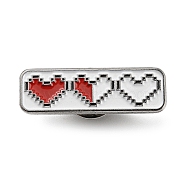 Heart Progress Bar Enamel Pins, Platinum Tone Alloy Brooches for Backpack Clothes, White, 10x30.5x1.5mm(JEWB-Z009-03P)