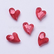 Acrylic Pendants, Imitation Pearl, Heart, Faceted, FireBrick, 11x9x4mm, Hole: 0.5mm(X-MACR-P120-11mm-P18)