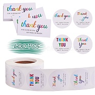 1 Roll Word Thank You Self Adhesive Paper Stickers, with 2 Bag Thank You Theme Card, Word, 3.8cm(DIY-SZ0007-83B)
