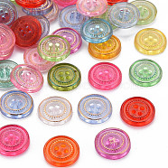 4-Hole Resin Buttons, with Golden Plated, Flat Round, Mixed Color, 13x2.5mm, Hole: 1.5mm(X-BUTT-N018-023)