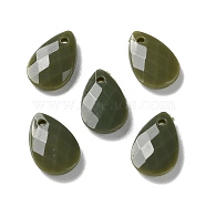 Opaque Acrylic Charms, Faceted, Teardrop Charms, Dark Olive Green, 13x8.5x3mm, Hole: 1mm(MACR-F079-07A)