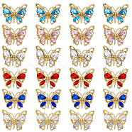 30Pcs 6 Colors Alloy Rhinestone Cabochons, Nail Art Decoration Accessories, Light Gold, Butterfly, Mixed Color, 11x12x4mm, 5pcs/color(MRMJ-SC0001-19)