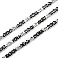 304 Stainless Steel Figaro Chains, Unwelded, with Spool, Electrophoresis Black & Stainless Steel Color, 4.5x3x0.7mm, 6x3x0.7mm, about 32.8 Feet(10m)/roll(CHS-O010-05EBP)