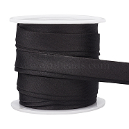 12.5M Polyester Satin Piping Trim, Cheongsam Piping Ribbon, Clothing Decoration with Spool, Black, Trim: 14~15x0.5mm(OCOR-BC0005-78)