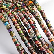 Dyed & Heated Natural Imperial Jasper Beads Strands, Heishi Beads, Flat Round/Disc, Colorful, 6x3mm, Hole: 1mm, about 128pcs/strand, 16 inch.(X-G-M276-06-B)