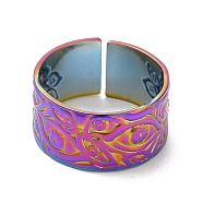 Ion Plating(IP) 304 Stainless Steel Eye Open Cuff Ring for Women, Rainbow Color, US Size 7 1/4(17.5mm)(RJEW-M149-35RC)