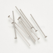 304 Stainless Steel Flat Head Pins, Stainless Steel Color, 50x0.7mm, head: 1.5mm(X-STAS-S076-75-50mm)