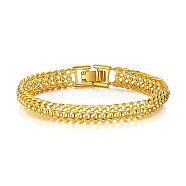 SHEGRACE Brass Chain Bracelets, with Curb Chains and Ball Chains, Real 18K Gold Plated, 6-7/8 inch(17.5cm)(JB520A)
