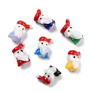 Handmade Lampwork Beads, Cartoon Style, for Christmas, Santa Claus, Mixed Color, 21~24x15.5~17x12~14mm, Hole: 2.5mm(LAMP-I024-05)