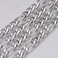 304 Stainless Steel Figaro Chains, Unwelded, Stainless Steel Color, 8~11x5x1.5mm(CHS-G005-C-04P)
