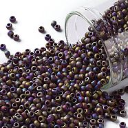 TOHO Round Seed Beads, Japanese Seed Beads, (406F) Matte-Opaque-Rainbow Oxblood, 11/0, 2.2mm, Hole: 0.8mm, about 1110pcs/10g(X-SEED-TR11-0406F)