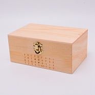 Rectangle Unfinished Wooden Box, with Hinged Lid and Front Clasp, for Alphabet Stamp Findings, BurlyWood, 17.5x11x7.8cm(OBOX-WH0005-05)