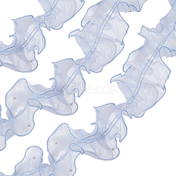 2M Organza Ribbons, with Plastic Pearl for Sewing Decoration, Light Blue, 4-3/8~5-1/8 inch(110~130mm)(OCOR-CY0002-89C)