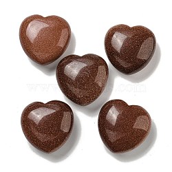 Synthetic Goldstone Statues Ornaments, Love Heart Stone for Reiki Energy Balancing Meditation Gift, 42~44.5x45x19.5~23mm(G-P531-03B)
