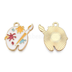 Alloy Pendants, with Enamel, Cadmium Free & Lead Free, Light Gold, Color Palette, White, 19.5x18x1.5mm, Hole: 1.8mm(ENAM-S119-089B-RS)