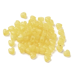 Imitation Jelly Acrylic Beads, Heart, Light Khaki, 8x8.5x5.5mm, Hole: 2.5mm, about 208pcs/50g(MACR-XCP0001-24)